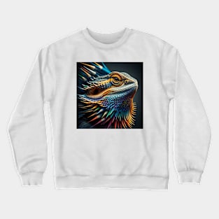 Bearded Dragon Portrait - Multicolored Colored Pencil Spikes Crewneck Sweatshirt